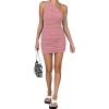 imageLYANER Womens Sexy One Shoulder Ruched Sleeveless Bodycon Mini Short DressDusty Pink