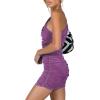 imageLYANER Womens Sexy One Shoulder Ruched Sleeveless Bodycon Mini Short DressGrape Purple
