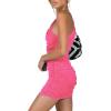 imageLYANER Womens Sexy One Shoulder Ruched Sleeveless Bodycon Mini Short DressHot Pink