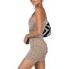 imageLYANER Womens Sexy One Shoulder Ruched Sleeveless Bodycon Mini Short DressKhaki