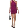 imageLYANER Womens Sexy One Shoulder Ruched Sleeveless Bodycon Mini Short DressMulberry