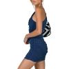 imageLYANER Womens Sexy One Shoulder Ruched Sleeveless Bodycon Mini Short DressNavy
