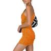 imageLYANER Womens Sexy One Shoulder Ruched Sleeveless Bodycon Mini Short DressOrange