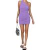 imageLYANER Womens Sexy One Shoulder Ruched Sleeveless Bodycon Mini Short DressPurple