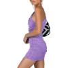 imageLYANER Womens Sexy One Shoulder Ruched Sleeveless Bodycon Mini Short DressPurple
