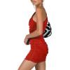 imageLYANER Womens Sexy One Shoulder Ruched Sleeveless Bodycon Mini Short DressRed