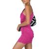 imageLYANER Womens Sexy One Shoulder Ruched Sleeveless Bodycon Mini Short DressRose