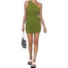 imageLYANER Womens Sexy One Shoulder Ruched Sleeveless Bodycon Mini Short DressSage Green