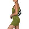 imageLYANER Womens Sexy One Shoulder Ruched Sleeveless Bodycon Mini Short DressSage Green