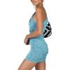 imageLYANER Womens Sexy One Shoulder Ruched Sleeveless Bodycon Mini Short DressSky Blue