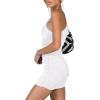 imageLYANER Womens Sexy One Shoulder Ruched Sleeveless Bodycon Mini Short DressWhite