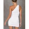 imageLYANER Womens Sexy One Shoulder Ruched Sleeveless Bodycon Mini Short DressWhite