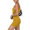 imageLYANER Womens Sexy One Shoulder Ruched Sleeveless Bodycon Mini Short DressYellow