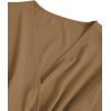 imageLYANER Womens V Neck Shirred Polka Dots Long Sleeve Frill Crop Blouse Shirt TopsDark Khaki