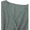 imageLYANER Womens V Neck Shirred Polka Dots Long Sleeve Frill Crop Blouse Shirt TopsLight Green