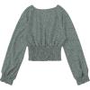 imageLYANER Womens V Neck Shirred Polka Dots Long Sleeve Frill Crop Blouse Shirt TopsLight Green