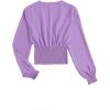imageLYANER Womens V Neck Shirred Polka Dots Long Sleeve Frill Crop Blouse Shirt TopsLight Purple