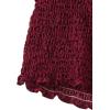 imageLYANER Womens V Neck Shirred Polka Dots Long Sleeve Frill Crop Blouse Shirt TopsRed