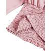 imageLYANER Womens V Neck Shirred Polka Dots Long Sleeve Frill Crop Blouse Shirt TopsSolid Baby Pink