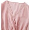 imageLYANER Womens V Neck Shirred Polka Dots Long Sleeve Frill Crop Blouse Shirt TopsSolid Baby Pink