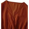 imageLYANER Womens V Neck Shirred Polka Dots Long Sleeve Frill Crop Blouse Shirt TopsSolid Caramel