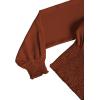 imageLYANER Womens V Neck Shirred Polka Dots Long Sleeve Frill Crop Blouse Shirt TopsSolid Caramel