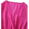 imageLYANER Womens V Neck Shirred Polka Dots Long Sleeve Frill Crop Blouse Shirt TopsSolid Hot Pink