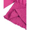 imageLYANER Womens V Neck Shirred Polka Dots Long Sleeve Frill Crop Blouse Shirt TopsSolid Hot Pink