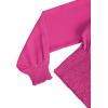 imageLYANER Womens V Neck Shirred Polka Dots Long Sleeve Frill Crop Blouse Shirt TopsSolid Hot Pink