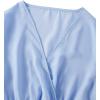 imageLYANER Womens V Neck Shirred Polka Dots Long Sleeve Frill Crop Blouse Shirt TopsSolid Light Blue