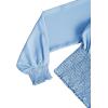 imageLYANER Womens V Neck Shirred Polka Dots Long Sleeve Frill Crop Blouse Shirt TopsSolid Light Blue