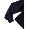 imageLYANER Womens V Neck Shirred Polka Dots Long Sleeve Frill Crop Blouse Shirt TopsSolid Navy