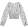 imageLYANER Womens V Neck Shirred Polka Dots Long Sleeve Frill Crop Blouse Shirt TopsWhite