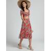 imageLYANER Womens 2 Piece Outfits Floral Self Tie Knot Crop Top and Midi Skirt Set3red