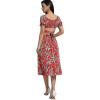 imageLYANER Womens 2 Piece Outfits Floral Self Tie Knot Crop Top and Midi Skirt Set3red