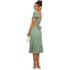 imageLYANER Womens 2 Piece Outfits Floral Self Tie Knot Crop Top and Midi Skirt SetGreen