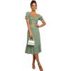 imageLYANER Womens 2 Piece Outfits Floral Self Tie Knot Crop Top and Midi Skirt SetGreen