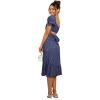 imageLYANER Womens 2 Piece Outfits Floral Self Tie Knot Crop Top and Midi Skirt SetNavy