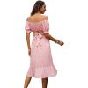 imageLYANER Womens 2 Piece Outfits Floral Self Tie Knot Crop Top and Midi Skirt SetPink