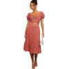 imageLYANER Womens 2 Piece Outfits Floral Self Tie Knot Crop Top and Midi Skirt SetRed