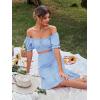 imageLYANER Womens 2 Piece Outfits Floral Self Tie Knot Crop Top and Midi Skirt SetSolid Blue