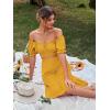 imageLYANER Womens 2 Piece Outfits Floral Self Tie Knot Crop Top and Midi Skirt SetSolid Ginger