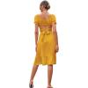 imageLYANER Womens 2 Piece Outfits Floral Self Tie Knot Crop Top and Midi Skirt SetSolid Ginger