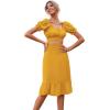 imageLYANER Womens 2 Piece Outfits Floral Self Tie Knot Crop Top and Midi Skirt SetSolid Ginger