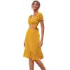imageLYANER Womens 2 Piece Outfits Floral Self Tie Knot Crop Top and Midi Skirt SetSolid Ginger