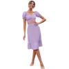 imageLYANER Womens 2 Piece Outfits Floral Self Tie Knot Crop Top and Midi Skirt SetSolid Lavender