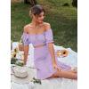 imageLYANER Womens 2 Piece Outfits Floral Self Tie Knot Crop Top and Midi Skirt SetSolid Lavender