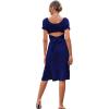 imageLYANER Womens 2 Piece Outfits Floral Self Tie Knot Crop Top and Midi Skirt SetSolid Navy