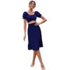 imageLYANER Womens 2 Piece Outfits Floral Self Tie Knot Crop Top and Midi Skirt SetSolid Navy