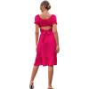imageLYANER Womens 2 Piece Outfits Floral Self Tie Knot Crop Top and Midi Skirt SetSolid Rose Pink
